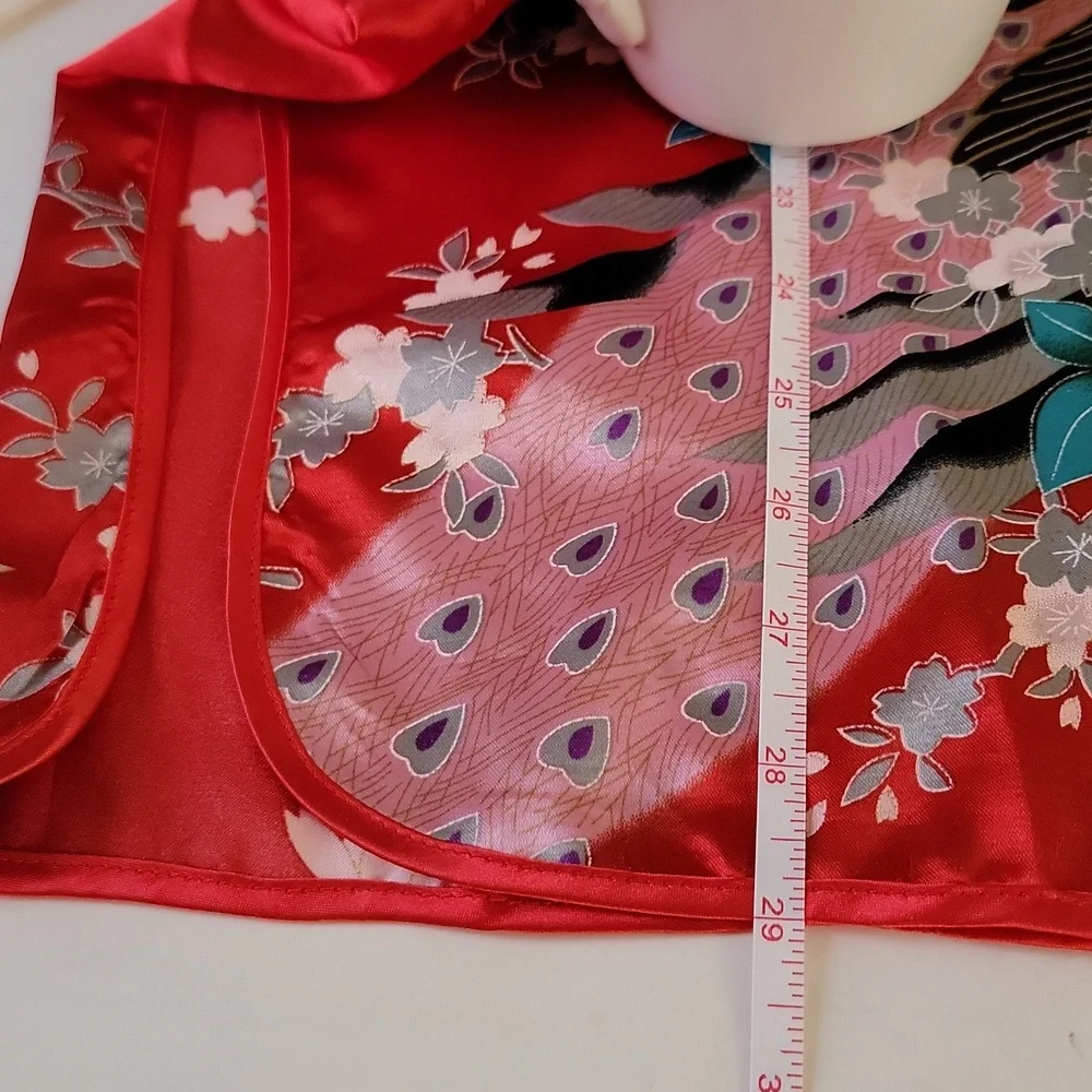 Wudiemi Chinese Peacock Sleeveless Dress Mandarin Collar Red Pink Size 8/10